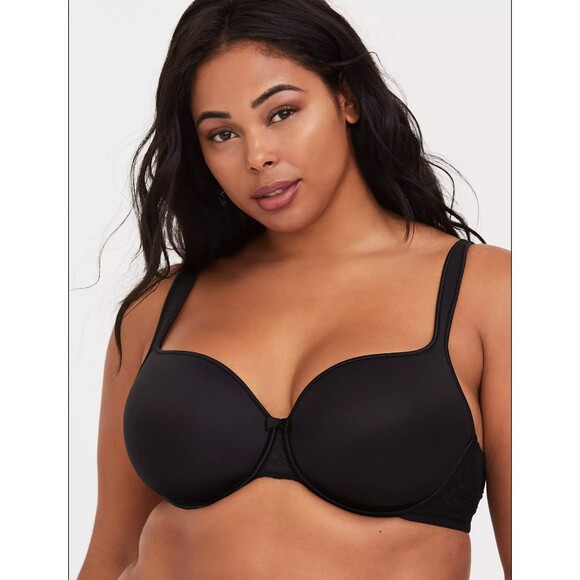 Torrid Full Coverage Bra 42D Black Curve Underwire Lightly Lined U-Back 3 Hook - Picture 4 of 7